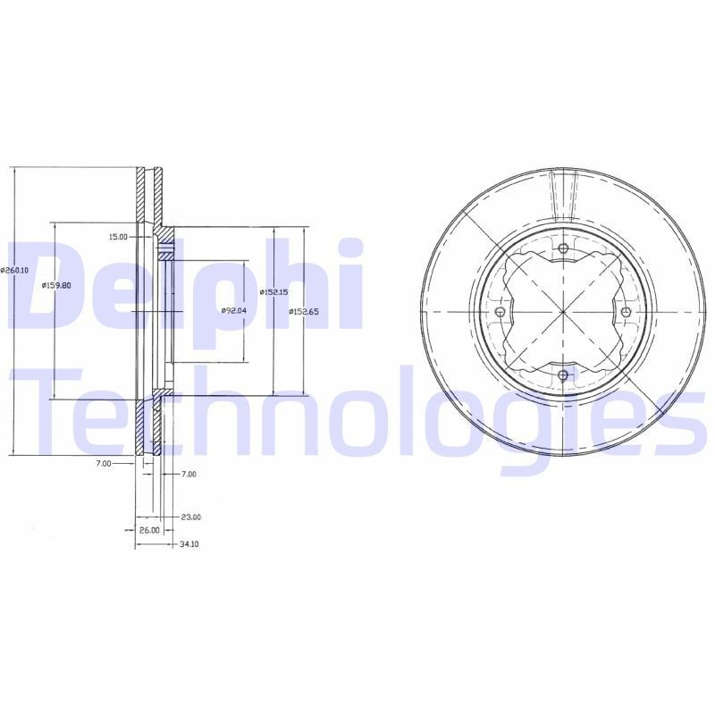 DELPHI BG2798: Piduriketas Ø: 261mm, õhutusega, Ø: 261mm, õlitatud
