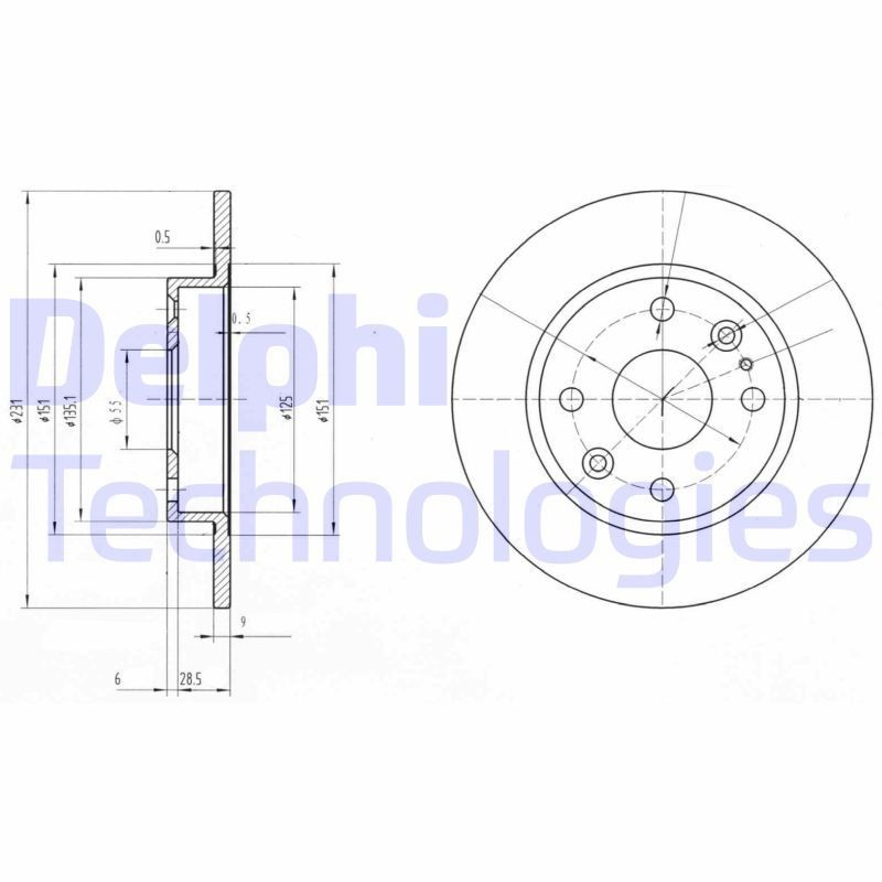 DELPHI BG2803: Piduriketas Ø: 231mm, täis, Ø: 231mm, õlitatud