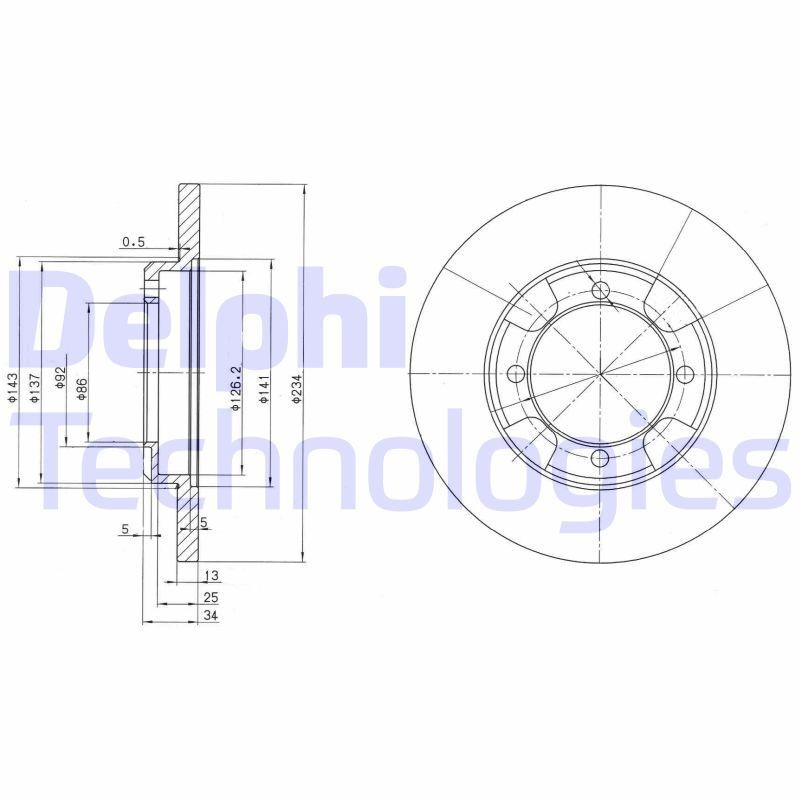 DELPHI BG2807: Piduriketas Ø: 234mm, täis, Ø: 234mm