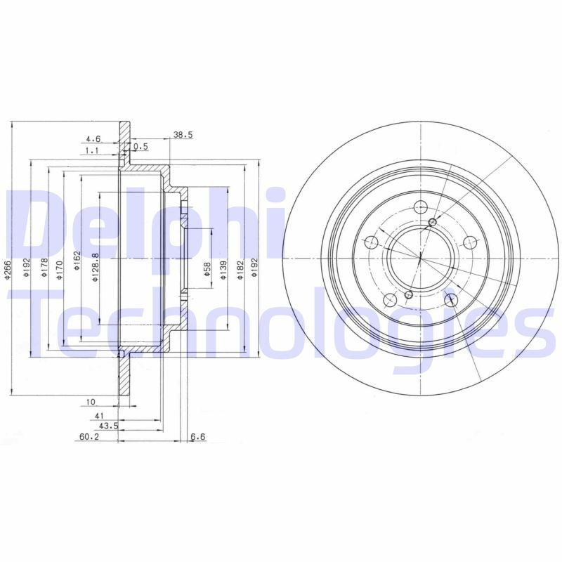 DELPHI BG2826: Piduriketas Ø: 266mm, täis, Ø: 266mm, õlitatud