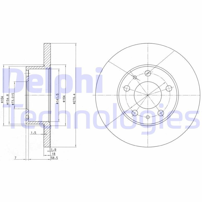 DELPHI BG2845: Piduriketas Ø: 280mm, täis, Ø: 280mm, õlitatud