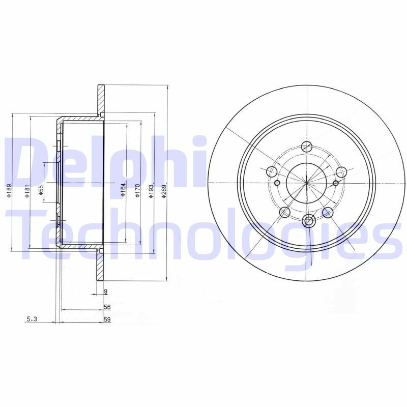 DELPHI BG2884: Piduriketas Ø: 269mm, täis, Ø: 269mm, õlitatud