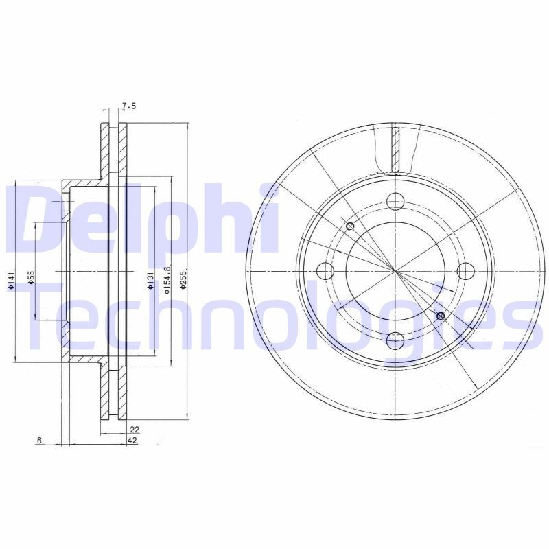 DELPHI BG2891: Piduriketas Ø: 255mm, õhutusega, Ø: 255mm, õlitatud
