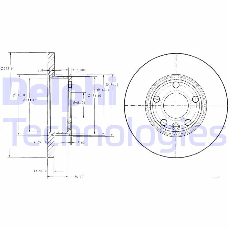 DELPHI BG2898: Piduriketas Ø: 282mm, täis, Ø: 282mm, õlitatud