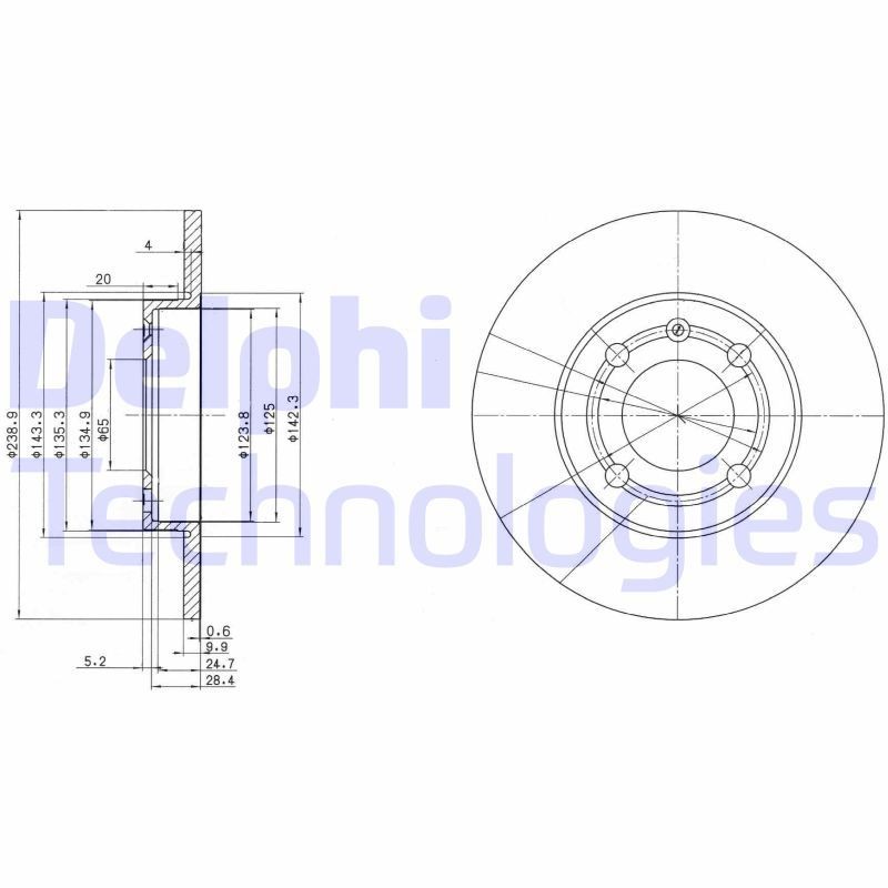 DELPHI BG2911: Piduriketas Ø: 239mm, täis, Ø: 239mm, õlitatud