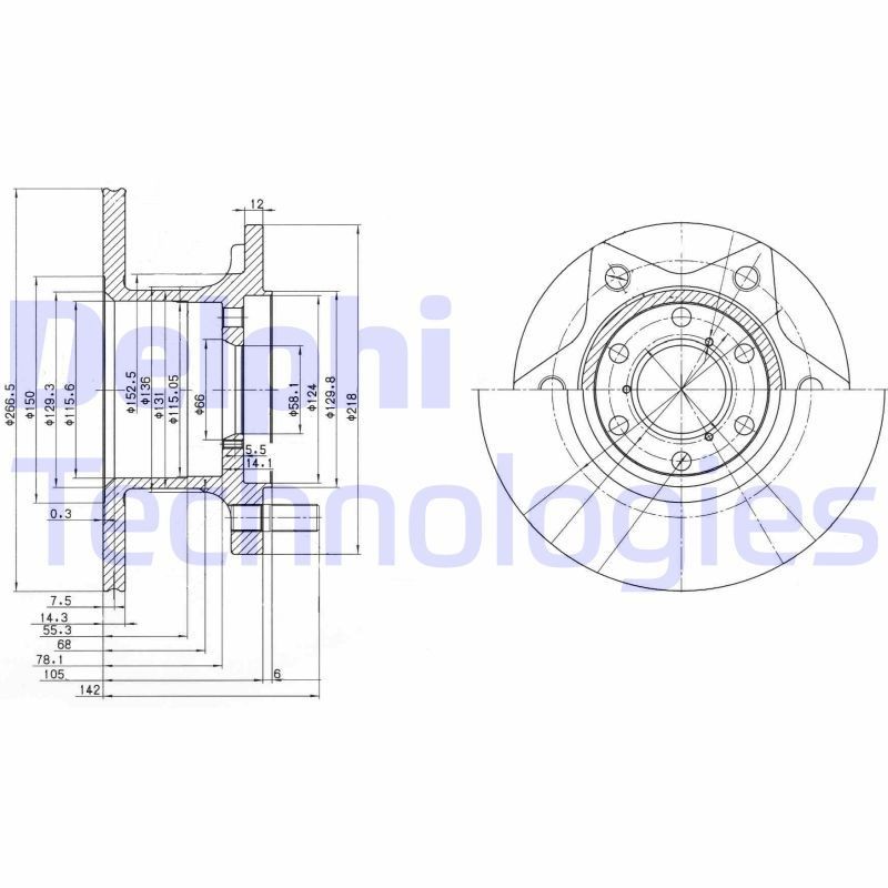 DELPHI BG302: Disc de frână Ř: 267mm, plin, Ř: 267mm, uns