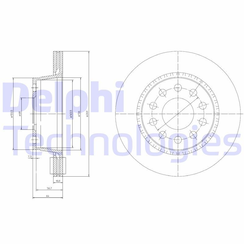 DELPHI BG3031: Piduriketas Ø: 269mm, õhutusega, Ø: 269mm