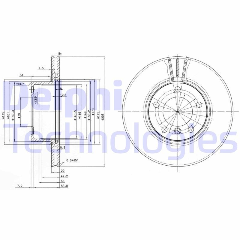 DELPHI BG3043: Piduriketas Ø: 296mm, õhutusega, Ø: 296mm, õlitatud