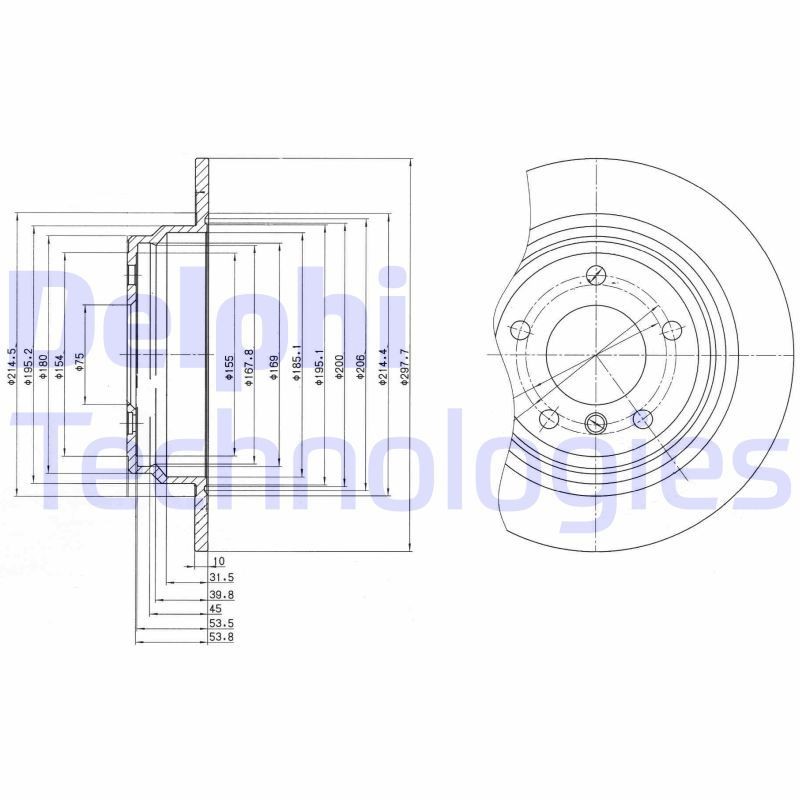 DELPHI BG3044: Piduriketas Ø: 298mm, täis, Ø: 298mm, õlitatud