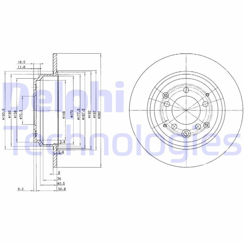 DELPHI BG3060: Disc de frână Ř: 282mm, plin, Ř: 282mm, uns