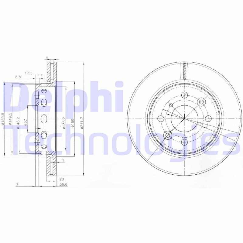 DELPHI BG3074: Piduriketas Ø: 243mm, õhutusega, Ø: 243mm, õlitatud