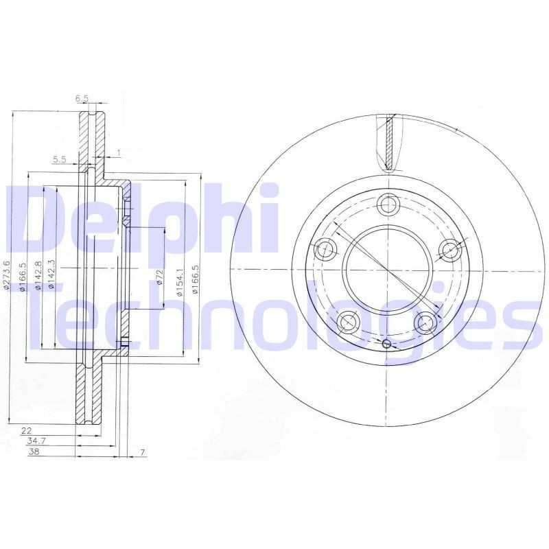 DELPHI BG3085: Disc de frână Ř: 274mm, ventilat, Ř: 274mm