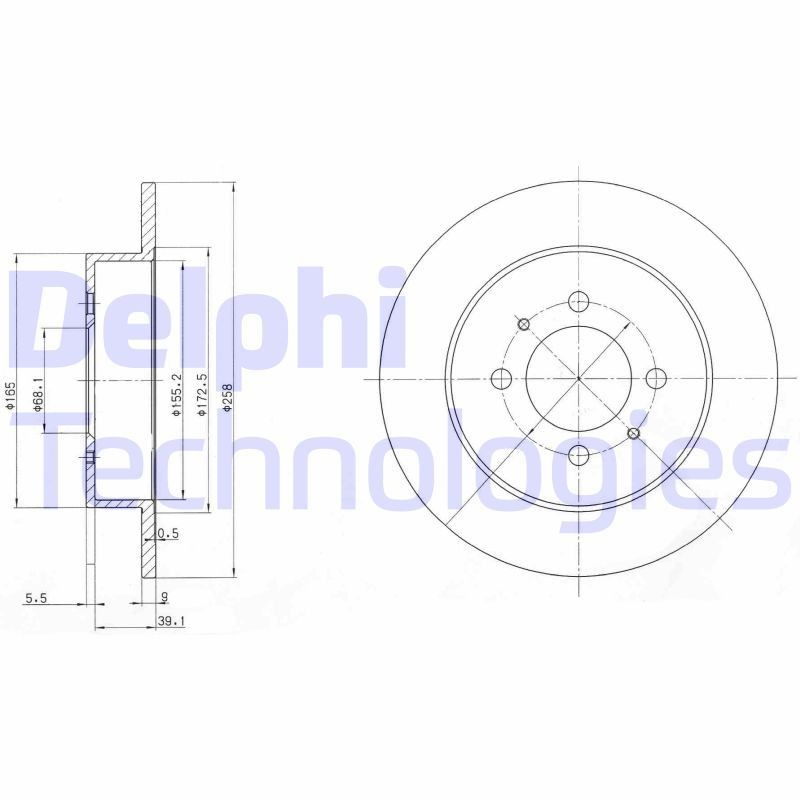 DELPHI BG3125: Piduriketas Ø: 258mm, täis, Ø: 258mm, õlitatud