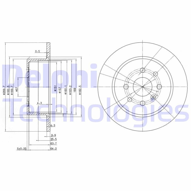 DELPHI BG3141: Piduriketas Ø: 270mm, täis, Ø: 270mm, õlitatud