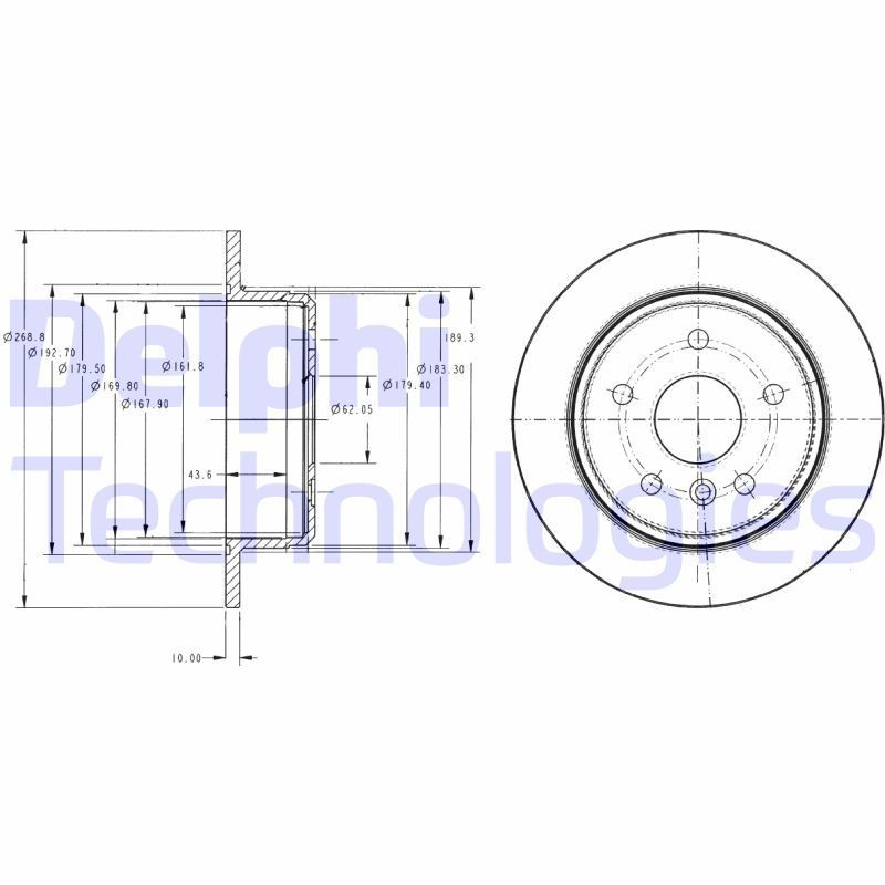 DELPHI BG3178: Piduriketas Ø: 269mm, täis, Ø: 269mm, õlitatud
