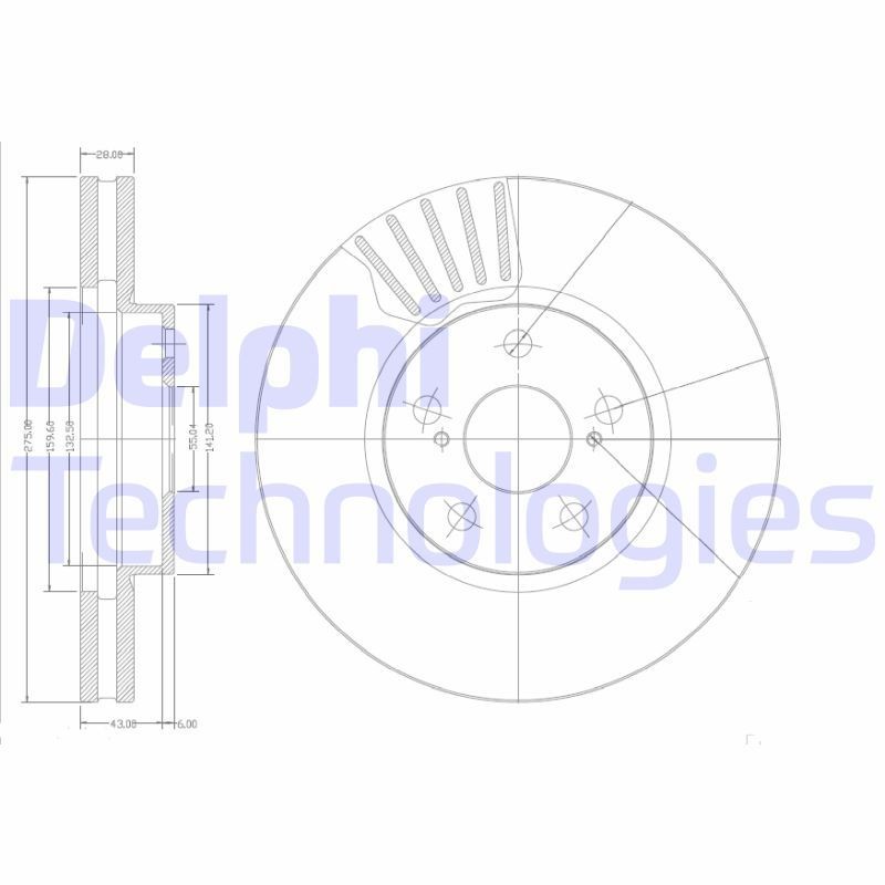 DELPHI BG3189: Piduriketas Ø: 275mm, õhutusega, Ø: 275mm, õlitatud