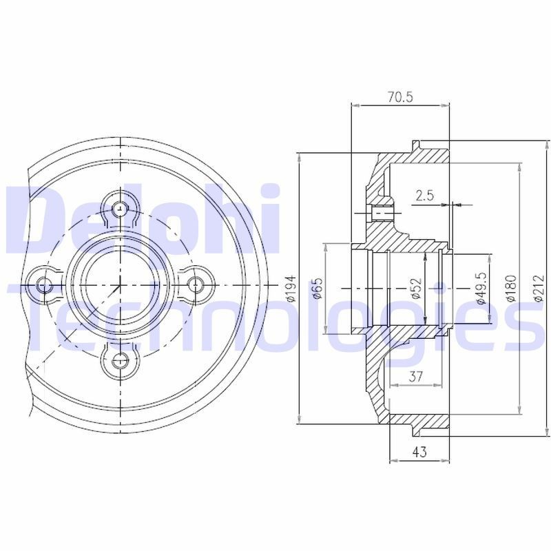 DELPHI BFR190: Piduritrummel 212mm, koos rattalaagriga
