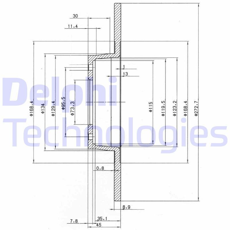 DELPHI BG2015: Piduriketas Ø: 273mm, täis, Ø: 273mm, õlitatud