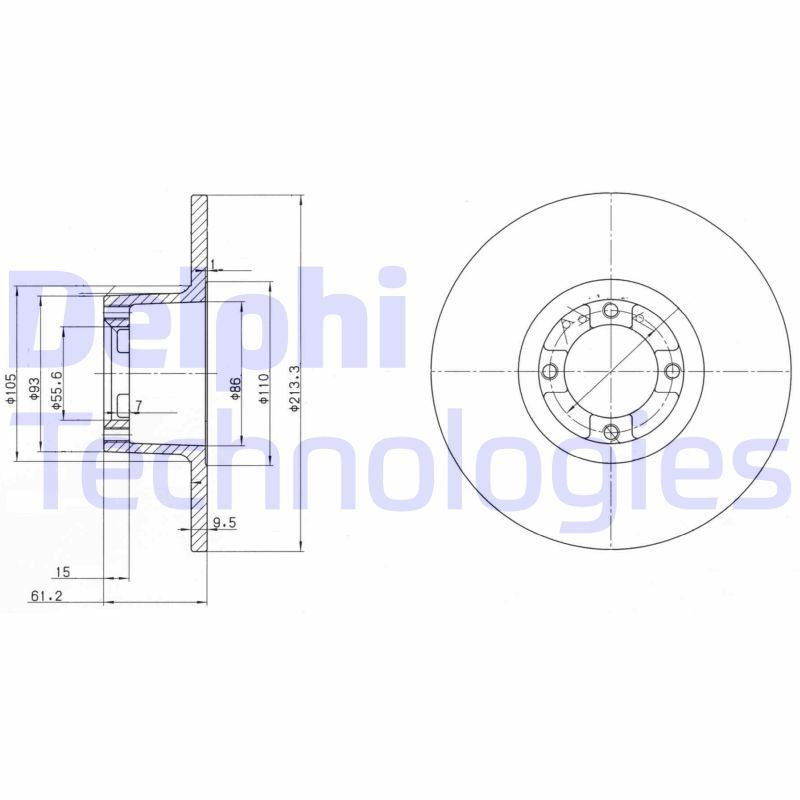 DELPHI BG2081: Disco freno Ø: 214mm, pieno, Ø: 214mm, Oleato