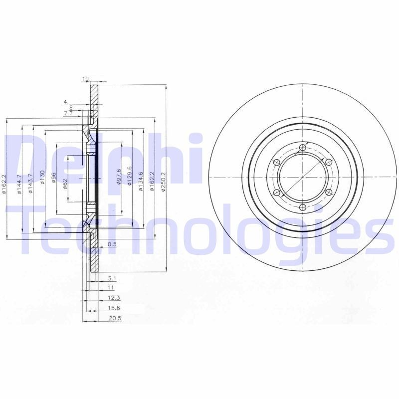 DELPHI BG2186: Piduriketas Ø: 250mm, täis, Ø: 250mm