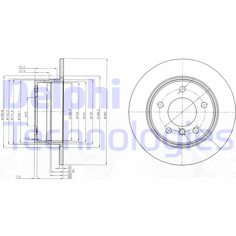 DELPHI BG3940: Piduriketas Ø: 280mm, täis, Ø: 280mm, õlitatud