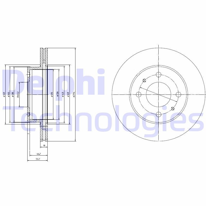 DELPHI BG3946: Piduriketas Ø: 234mm, õhutusega, Ø: 234mm, õlitatud