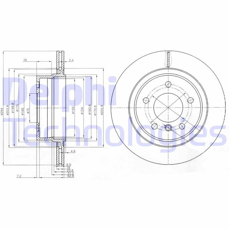 DELPHI BG3947: Piduriketas Ø: 294mm, õhutusega, Ø: 294mm, õlitatud