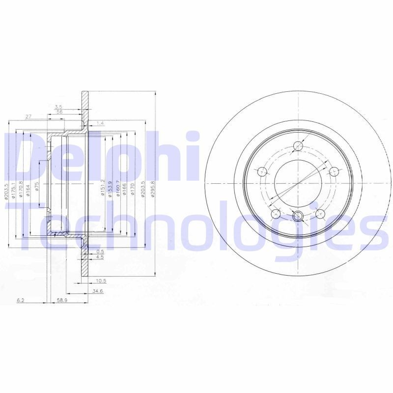 DELPHI BG3960: Piduriketas Ø: 296mm, täis, Ø: 296mm, õlitatud