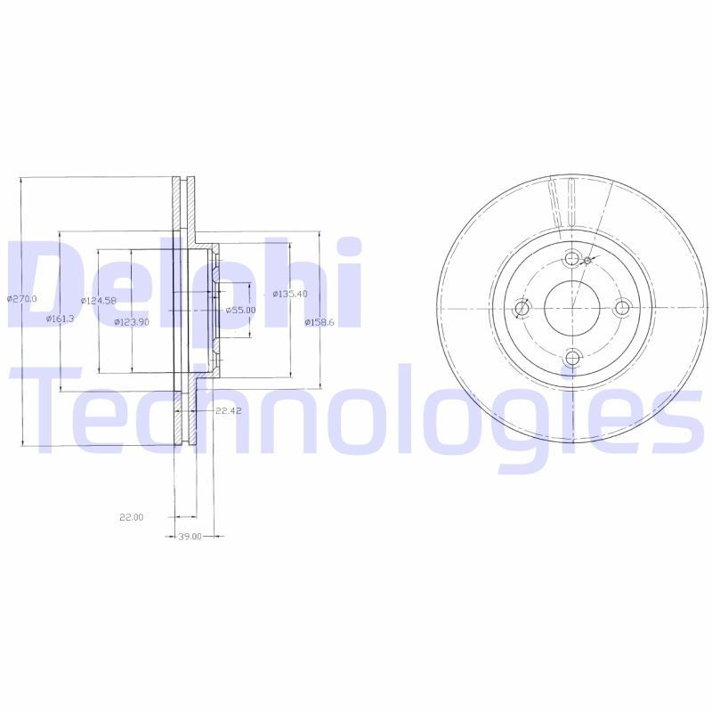 DELPHI BG3966: Piduriketas Ø: 270mm, õhutusega, Ø: 270mm, õlitatud