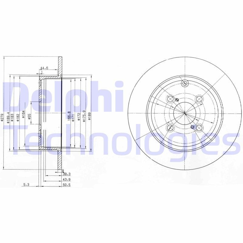 DELPHI BG3974: Piduriketas Ø: 279mm, täis, Ø: 279mm, õlitatud