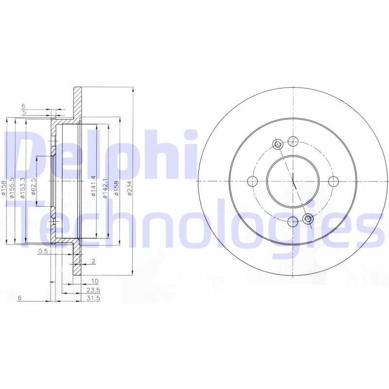 DELPHI BG3981: Stabdžių diskas Ø: 234mm, visiškai, Ø: 234mm