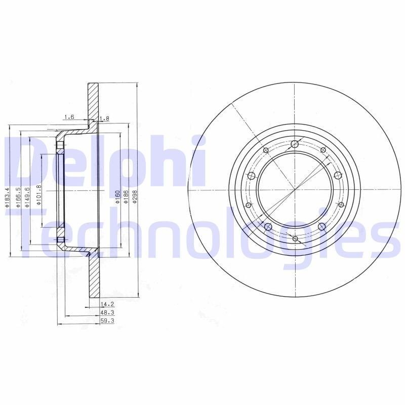 DELPHI BG3982: Piduriketas Ø: 298mm, täis, Ø: 298mm