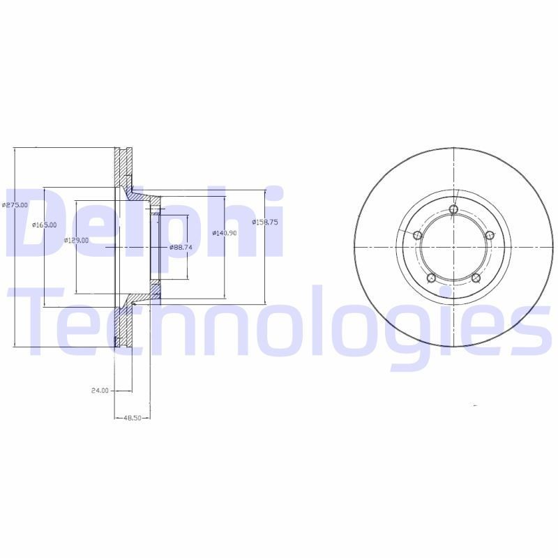 DELPHI BG3984: Disc de frână Ř: 275mm, ventilat, Ř: 275mm