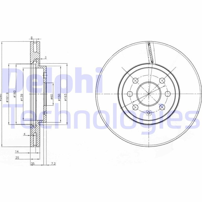 DELPHI BG3989: Piduriketas Ø: 280mm, õhutusega, Ø: 280mm, õlitatud