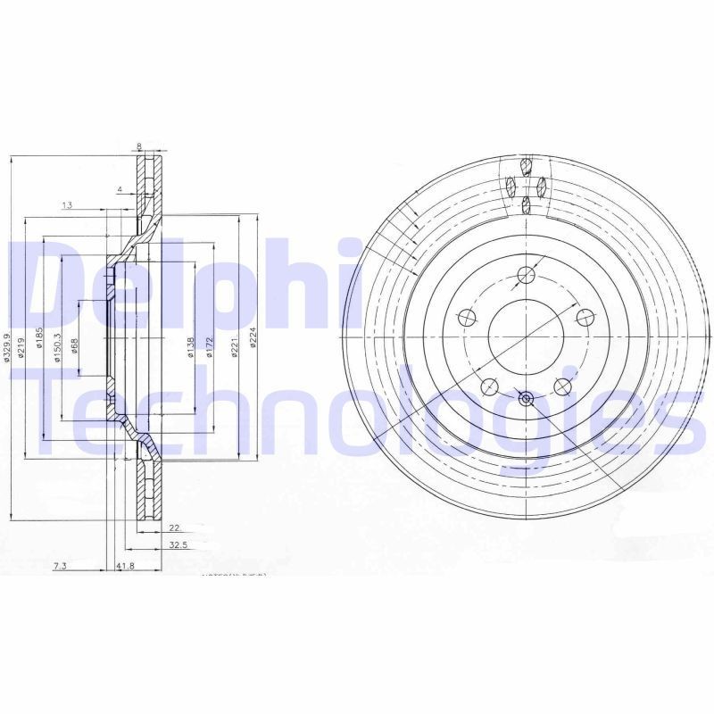 DELPHI BG3991: Stabdžių diskas Ø: 330mm, ventiliuojama, Ø: 330mm, padengta alyva