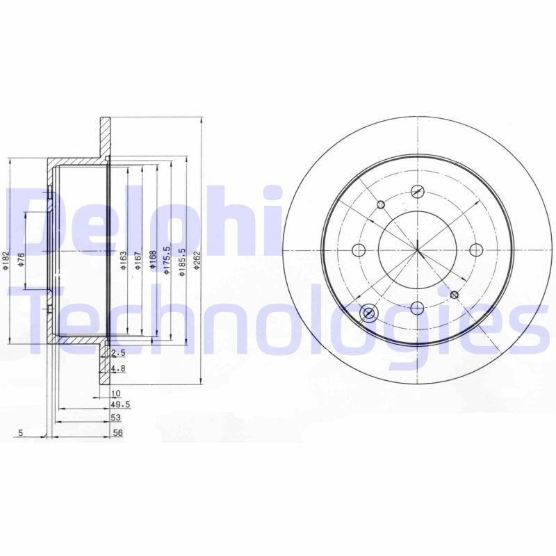DELPHI BG4010: Piduriketas Ø: 262mm, täis, Ø: 262mm, õlitatud