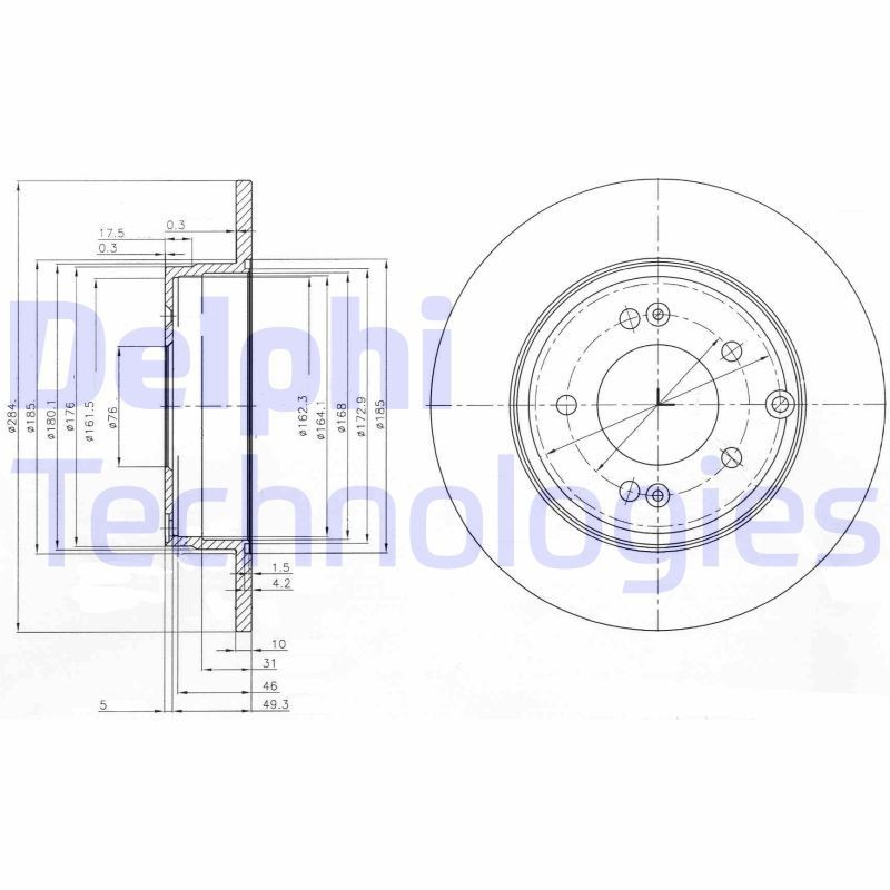 DELPHI BG4012: Piduriketas Ø: 284mm, täis, Ø: 284mm, õlitatud