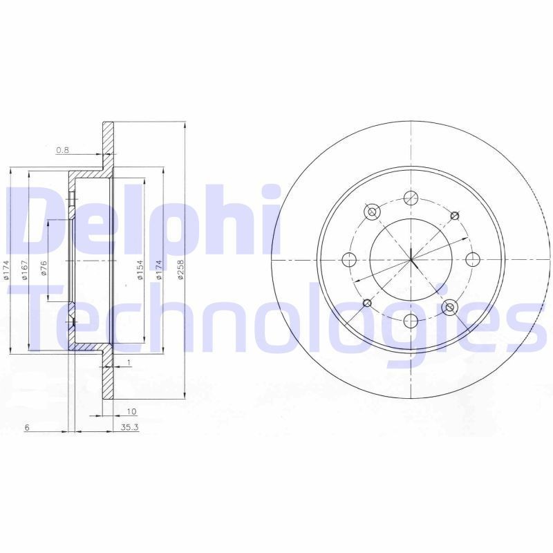 DELPHI BG4017: Δισκόπλακα Ø: 258mm, πλήρες, Ø: 258mm, λαδωμένο