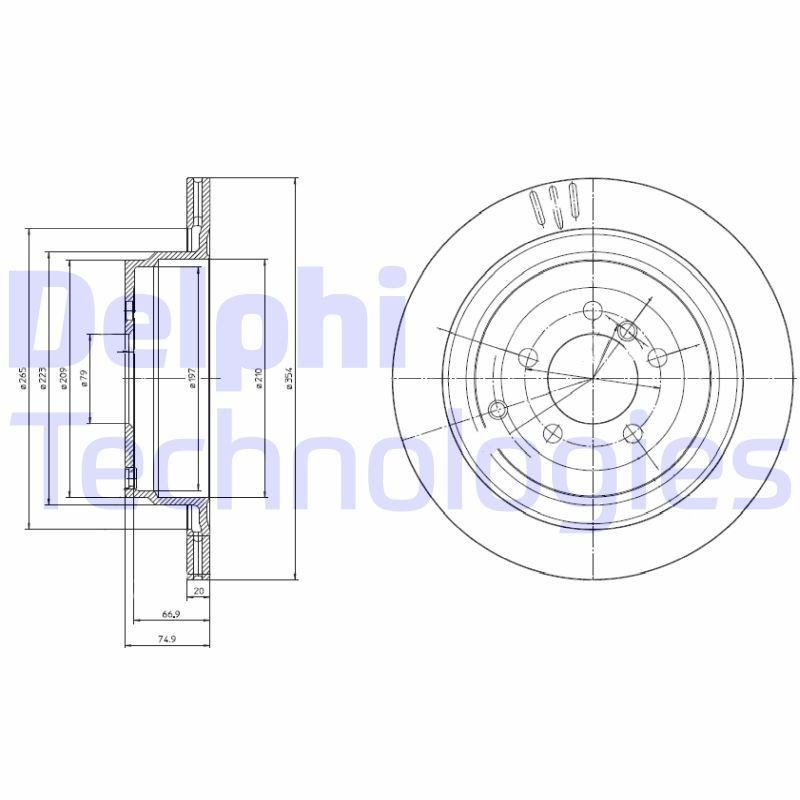 DELPHI BG4021: Bremžu diski Ø: 354mm, ventilējams, Ø: 354mm, ieeļļots
