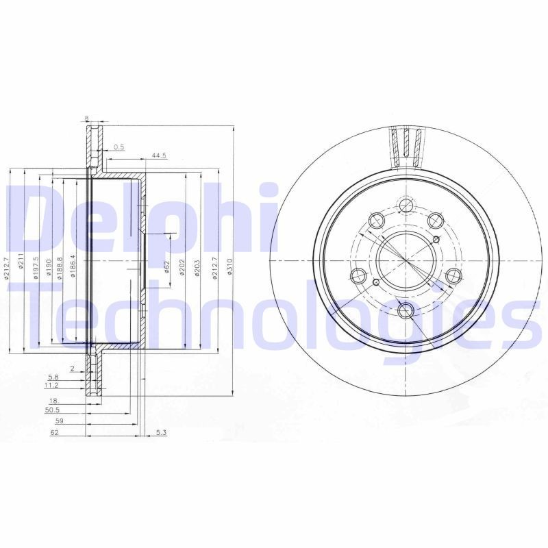 DELPHI BG4024: Bremseskive Ø: 310mm, ventilert, Ø: 310mm, oljet