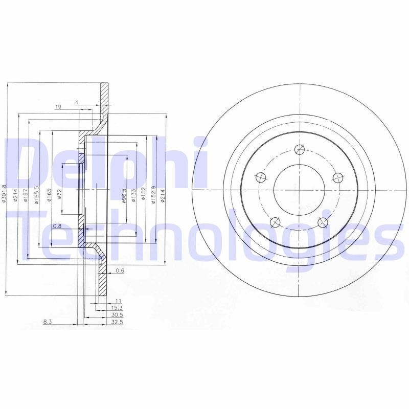 DELPHI BG4026: Piduriketas Ø: 302mm, täis, Ø: 302mm, õlitatud