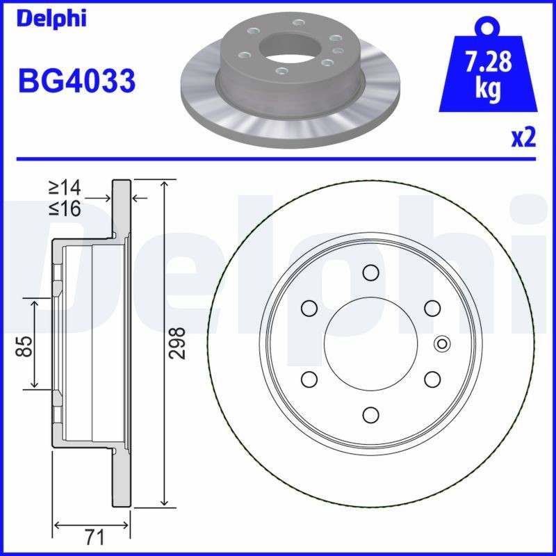DELPHI BG4033: Piduriketas Ø: 298mm, täis, Ø: 298mm, õlitatud