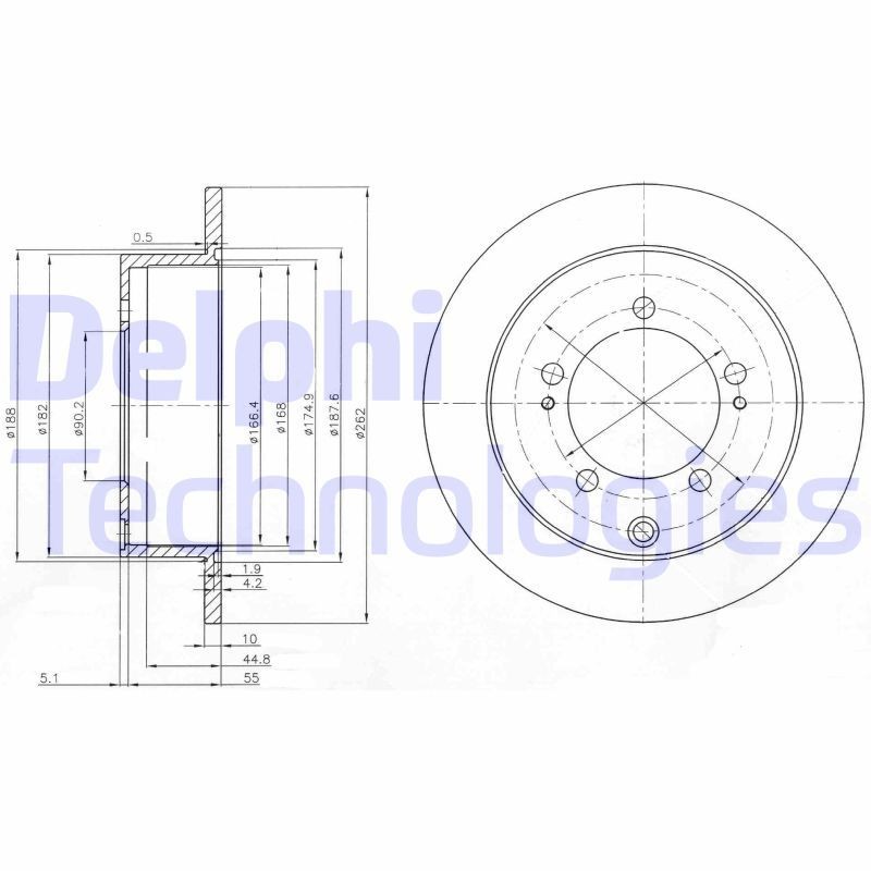 DELPHI BG4037: Piduriketas Ø: 262mm, täis, Ø: 262mm, õlitatud