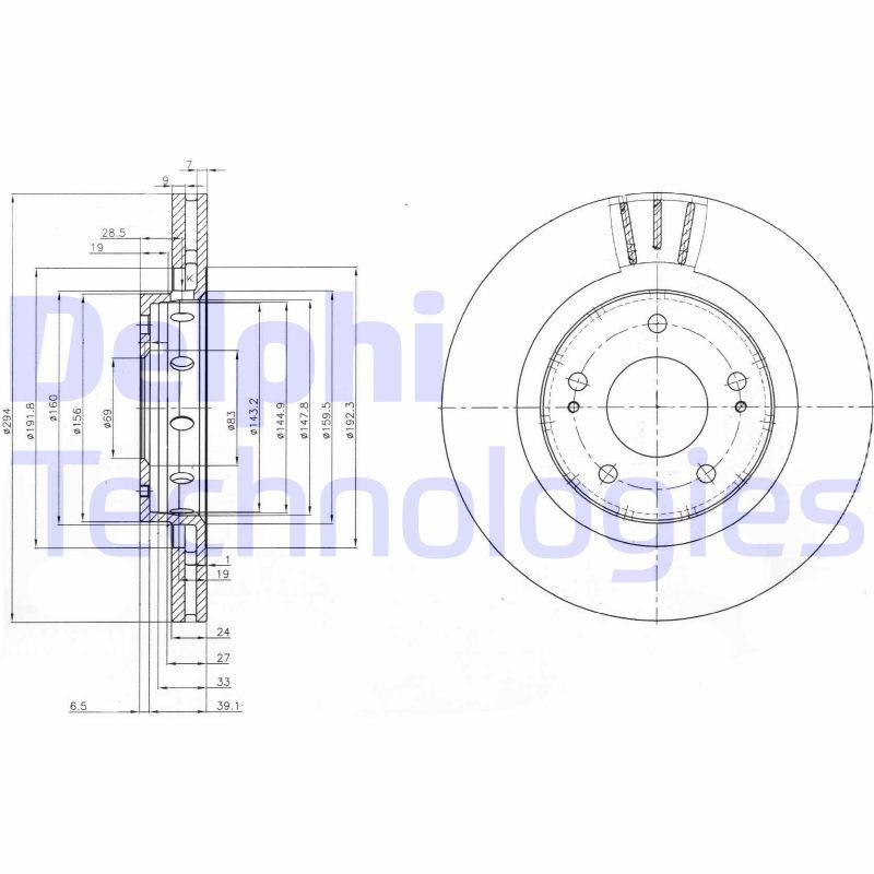 DELPHI BG4038: Piduriketas Ø: 294mm, õhutusega, Ø: 294mm