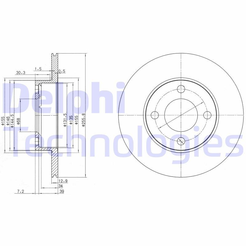 DELPHI BG2215: Piduriketas Ø: 256mm, täis, Ø: 256mm, õlitatud