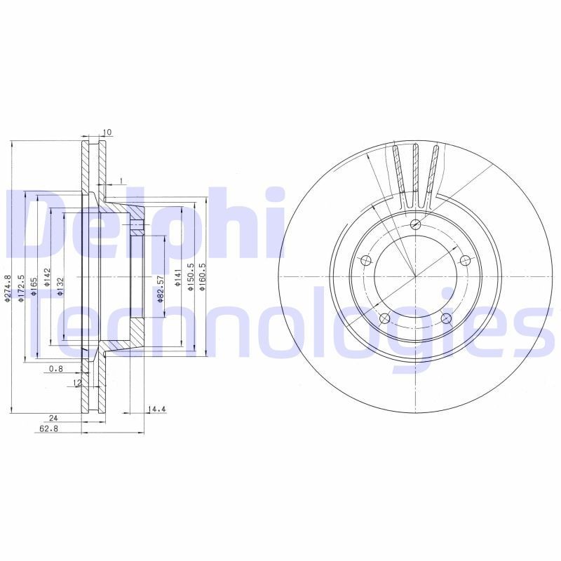 DELPHI BG2246: Piduriketas Ø: 275mm, õhutusega, Ø: 275mm, õlitatud