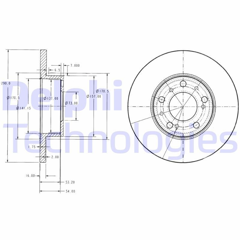 DELPHI BG2257: Piduriketas Ø: 290mm, täis, Ø: 290mm, õlitatud
