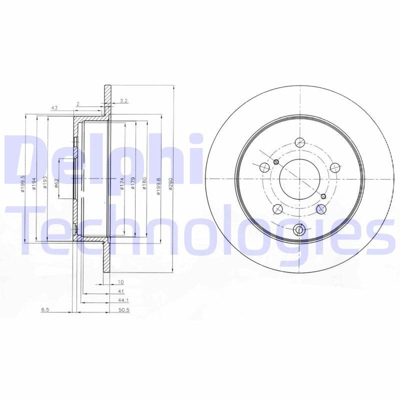 DELPHI BG4051: Piduriketas Ø: 290mm, täis, Ø: 290mm, õlitatud