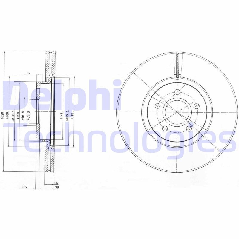 DELPHI BG4056: Piduriketas Ø: 320mm, õhutusega, Ø: 320mm