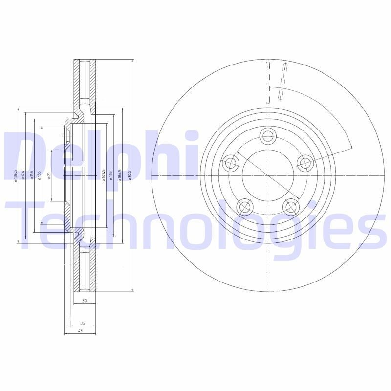 DELPHI BG4065: Piduriketas Ø: 320mm, õhutusega, Ø: 320mm, õlitatud